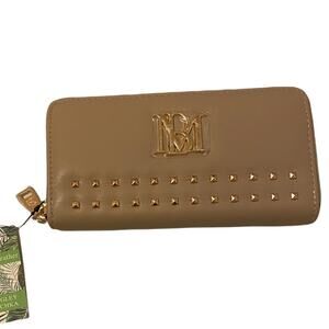 NWT Badgley Mischka Purse / Wallet with Gold Studs Taupe